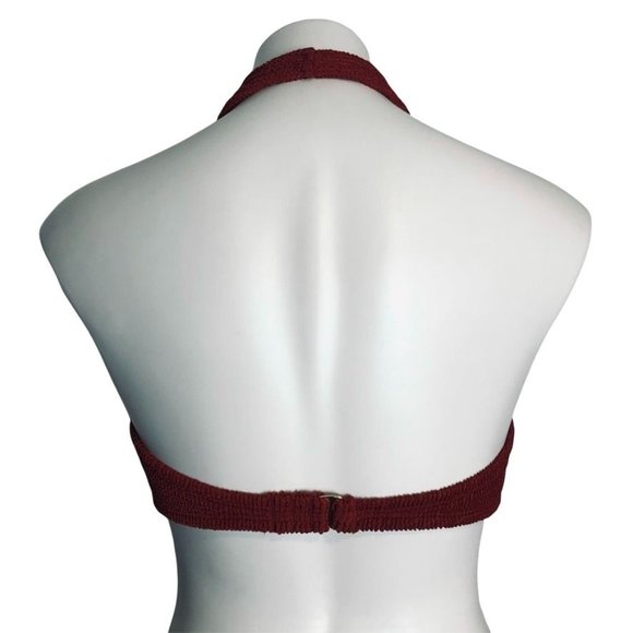 Hollister Burgundy Red Halter Swimsuit Top Women's Size Medium - Picture 3 of 5